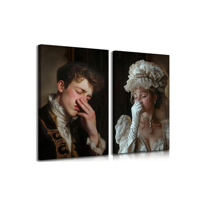 2 pièces drôles de salle de bain Portraits sur toile, art de toilette, désagréable odeur, pincement du nez, décoration murale, photos, humour, toilettes, affiches pour la salle de bain, œuvre d'art, décoration prête à être accrochée