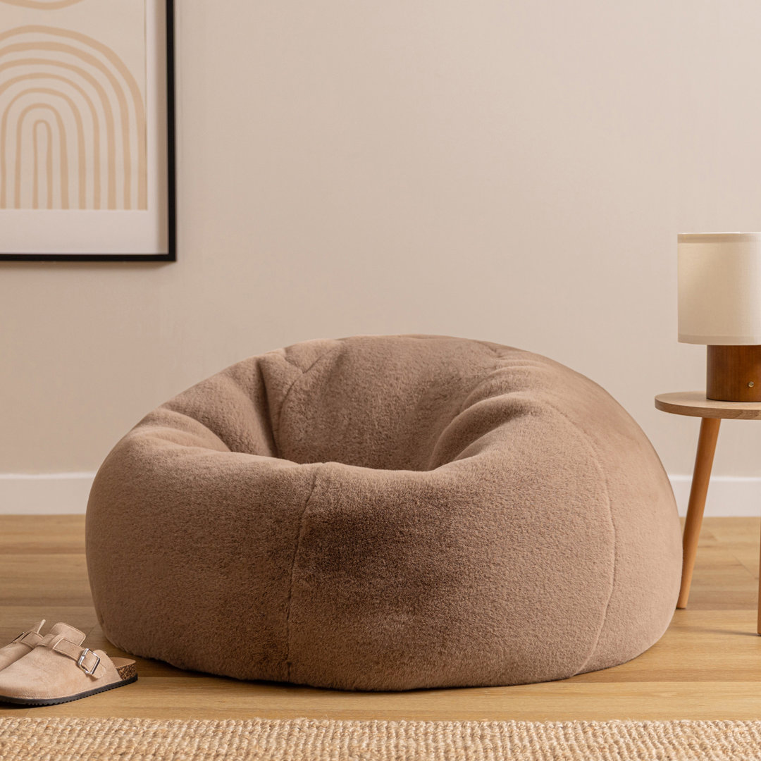 icon Kingston Faux Rabbit Fur Classic Bean Bag, Light Grey