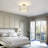 Semi Flush Mount Ceiling Light Fixture, Modern Light Fixtures Ceiling Mount with Fabric Shade, 3-Light Double Drum Lighting Fixtures Close to Ceiling Light for Bedroom-1108802111