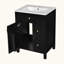 Meuble-lavabo de salle de bain avec lavabo en céramique et deux supports de rangement sur la porte-466011112