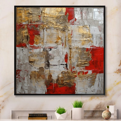 Cardinal Sin Retro Delight Abstract Red & Gold I - Abstract Painting Wall Art