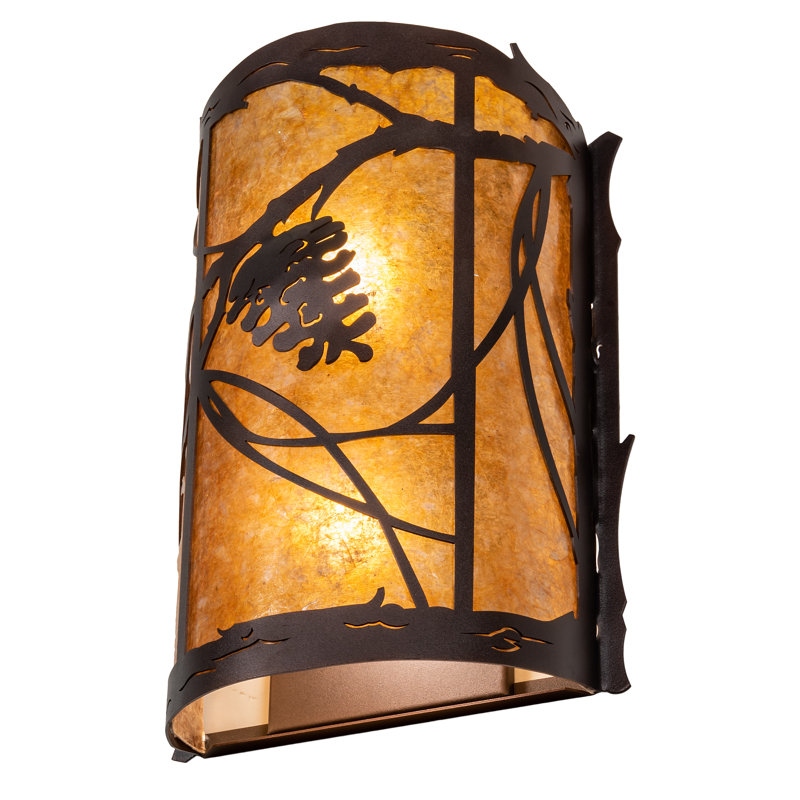 Flush Mounted Sconce, 2, Amber, Mahogany Bronze