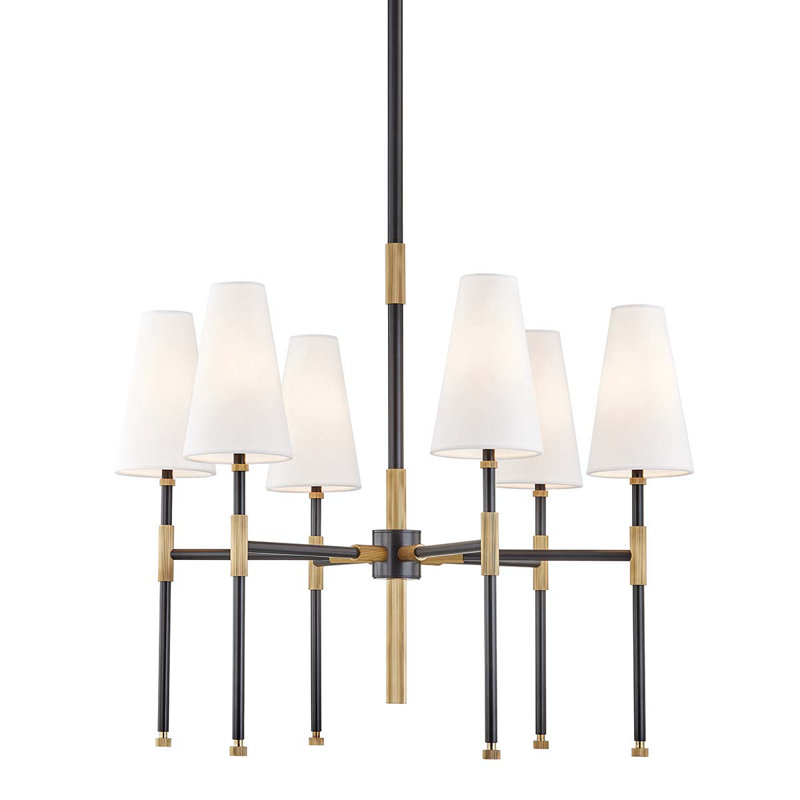 Lustre géométrique à 6 lumières Bowery, Vieux bronze vieilli