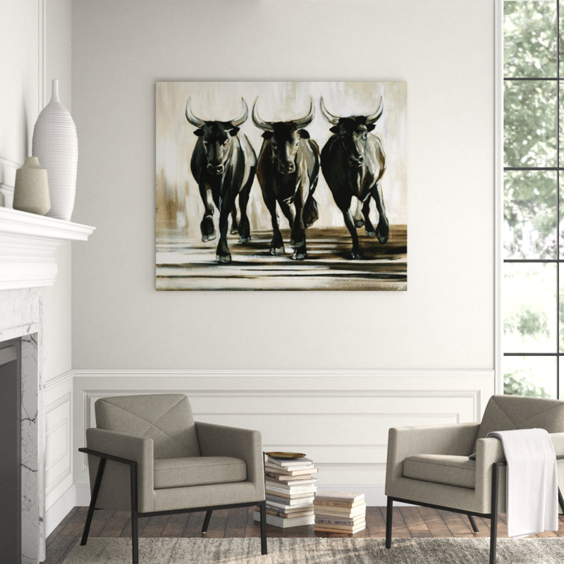 Running Bulls Print, 36" H x 43" W x 1.5" D, Image Brush Gel