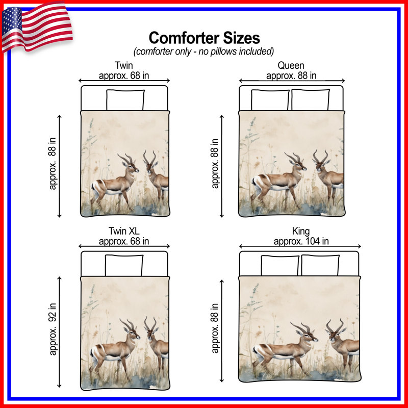 Two Gazelles In Grass Comforter, King