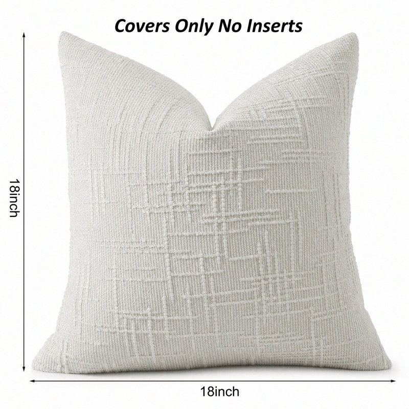 Housses de coussin décoratives en chenille texturée 18 x 18 pouces, Light Grey