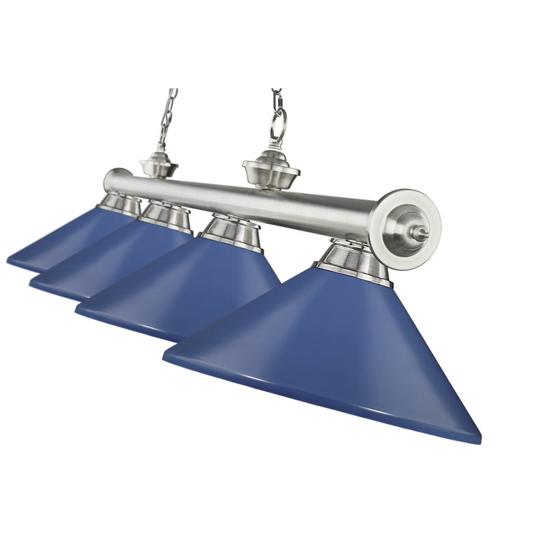 Billard 4 lumières Annaleisa, Bleu marine, Nickel brossé
