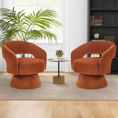 27.8" W Swivel Upholstered Barrel Chair (Set of 2)