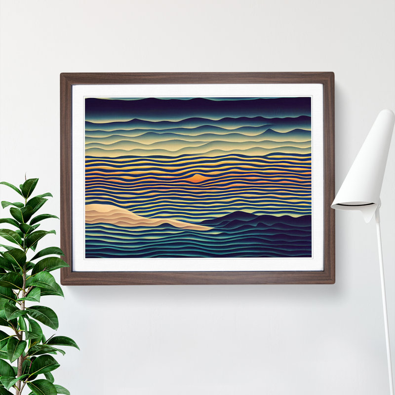 Exquisite Abstract Mountains - Single Picture Frame Print, 34cm H x 46cm W x 2cm D, Walnut
