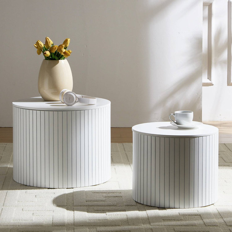 2-Pieces Nesting Coffee Table Set, White