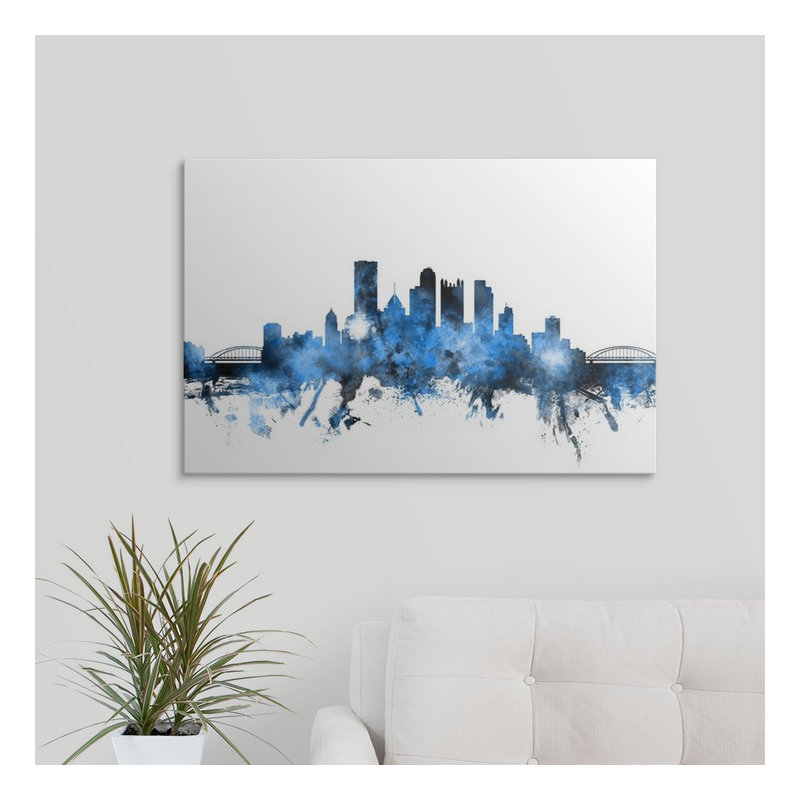 «Pittsburgh Pennsylvania Skyline» par Francy, impression, H 24 po x l 36 po x P 1,5 po, Toile