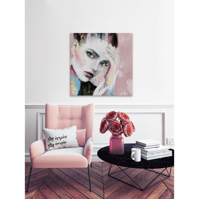 Doubtful Pose II by Parvez Taj - Wrapped Canvas Painting, 20cm H x 20cm W