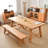  Burlywood Rectangular Solid Wood Dining Table-107856885