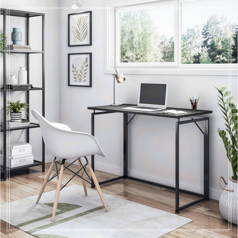 Bureau pliant polyvalent peu encombrant pour des pièces compactes et une utilisation efficace, Noir, noir, noir, noir