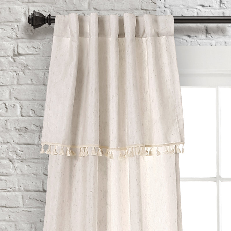 Neutral Linen Polyester Light-Filtering Rod Pocket Curtain Panels, 40" x 95"