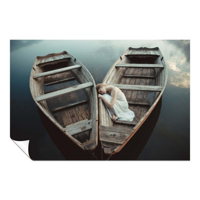 Woman In Dress Alone On A Boat - No Frame Print