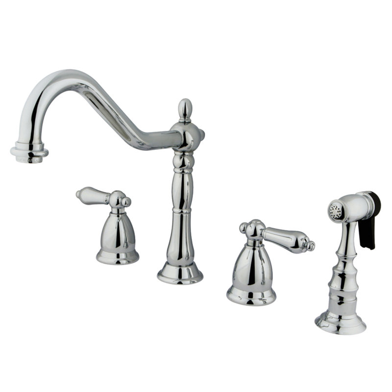 Robinet de cuisine espacé à deux poignées et 4 poignées Kingston, Chrome poli