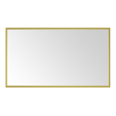 Miroir de salle de bain à cadre en métal 96 po x 48 po, traité contre la rouille, reflet clair et distinct, conception, fixation murale, horizontal / vertical, or, aluminium 96 po L 48 po H Miroir pour salle de bain, rectangulaire