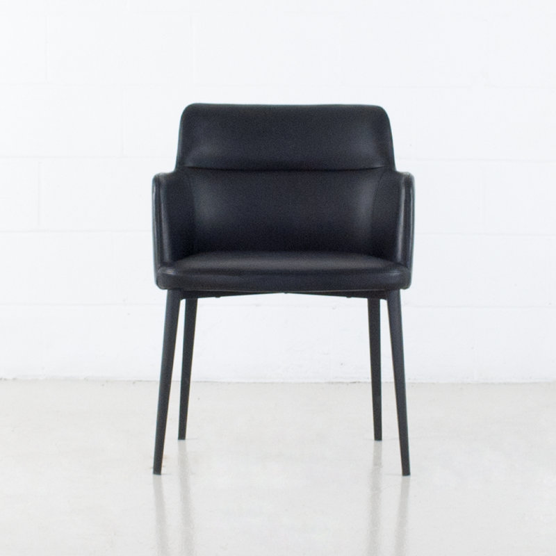 Jahnke Earle Leatherette Dining Arm Chair, Black