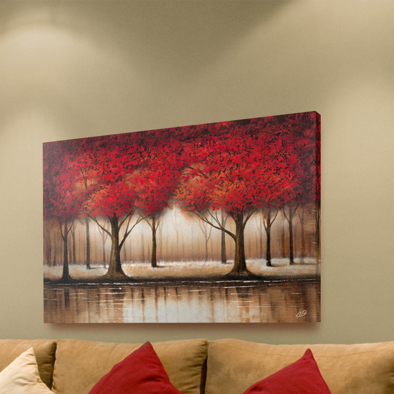 « Parade of Red Trees », Bernhild - impression d'art graphique sur toile, H 22 po x l 32 po x P 2 po
