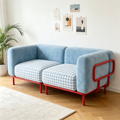 Simple and Creative Blue Double-seater Sofa