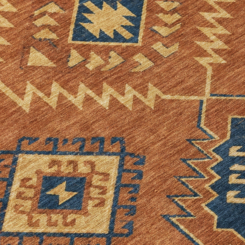 Tapis tribal Chantille ACN3011 lavable à la machine pour intérieur/extérieur, Rouille, 10 pi x 14 pi