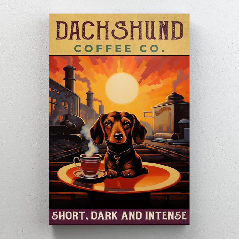 «Kiyara Dachshund Coffee Co», impression sur toile, H 36 po x l 24 po x P 1,25 po
