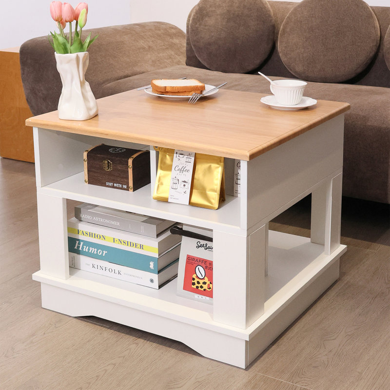 Table basse moderne et minimaliste avec un design élégant et un plateau rectangulaire en bois