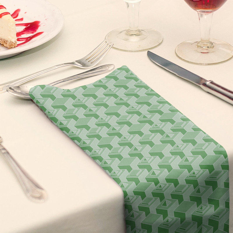 Serviette de table en coton à motif de gratte-ciels à deux couleurs, Vert foncé, H 0,1 po x l 22 po x P 22 po