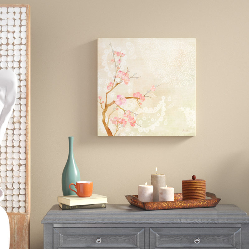 Sweet Cherry Blossoms II by Evelia Designs - Wrapped Canvas Painting, 51cm H x 51cm W