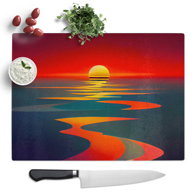 Sunset View  Glass Chopping Board