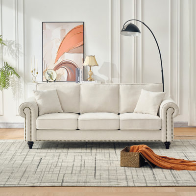 Modern 3-Seater Sofa with Rolled Arms