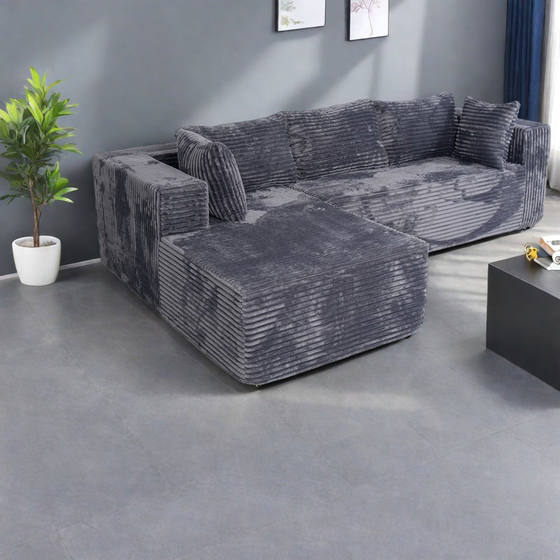 Compression Deep Seat Sectionals, 100 Inch Corduroy Modern Home Sofa