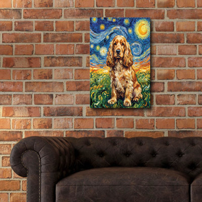 'English Cocker Spaniel Starry Night' by Rich Monet Acrylic Glass Wall Art, 16" x 24"