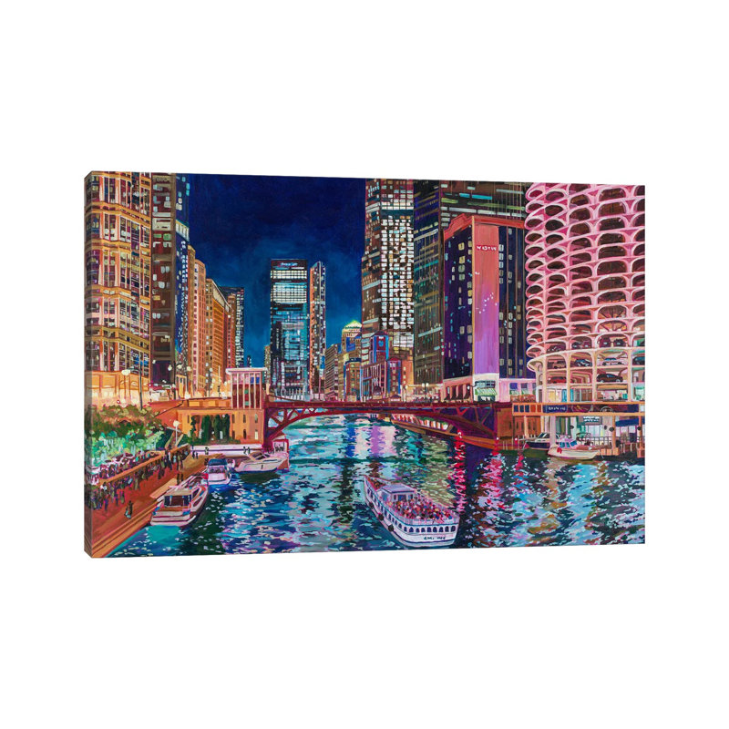 Chicago River By Marina One 1 Piece Wall Art on Canvas, 66.04 cm H x 101.6 cm W, Wrapped Canvas, Does Not Apply
