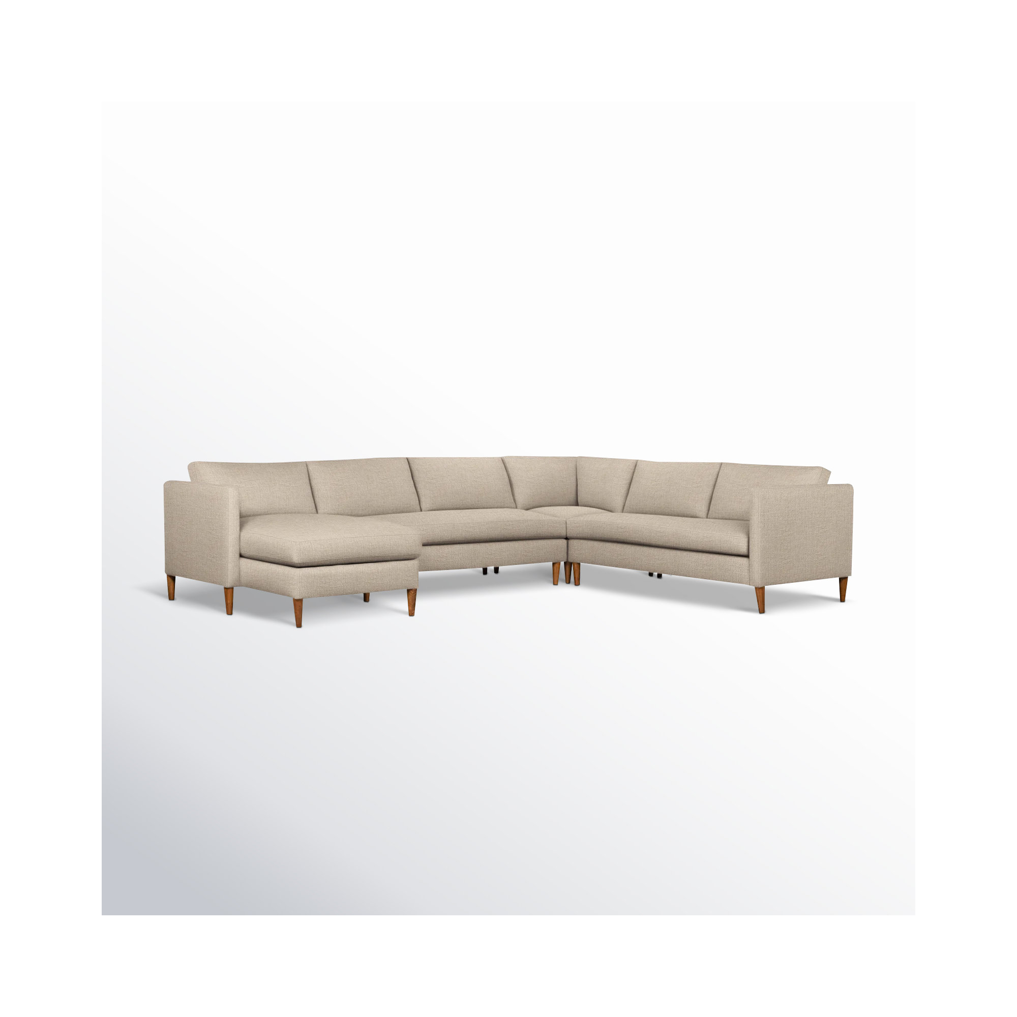 Clifford 4-Piece Upholstered Custom Sectional, Left Hand Facing, Nomad Eggshell Crypton® Chenille