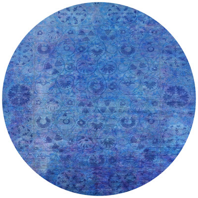 Tapis floral bleu