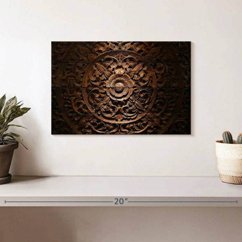 Fleurs de bois sculpté Senne, H 8 po x l 12 po