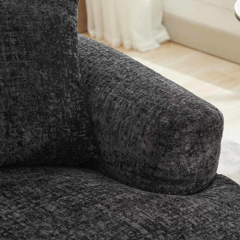 Canapés compacts en chenille, conception moderne incurvée pour les appartements