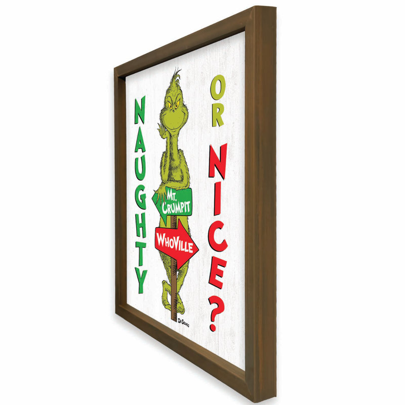 «The Grinch Naughty or Nice», reproduction encadrée, Brun