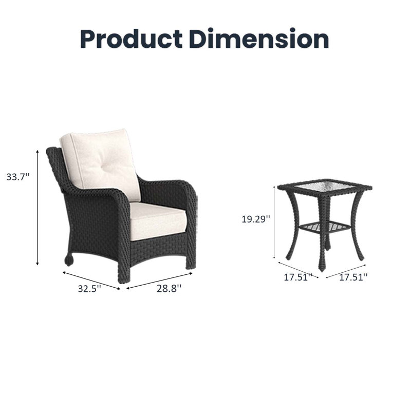 Metal Outdoor Lounge Chair, Beige, Black