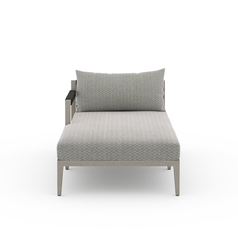 Sherwood Outdoor Teak Chaise Lounge, Washed Brown/Gray, Ash