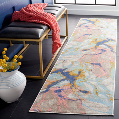 Pearsons Abstract Area Rug in Blue/Gold/Pink