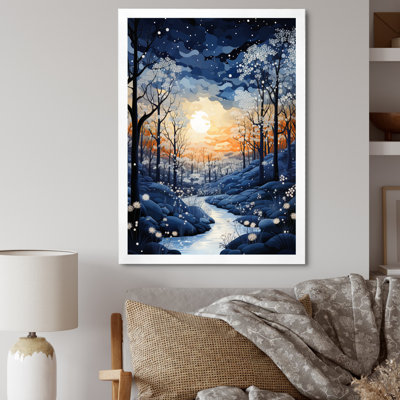 «Forest Winter Blue Monochen - Landscape & Nature», reproduction d'art sur toile