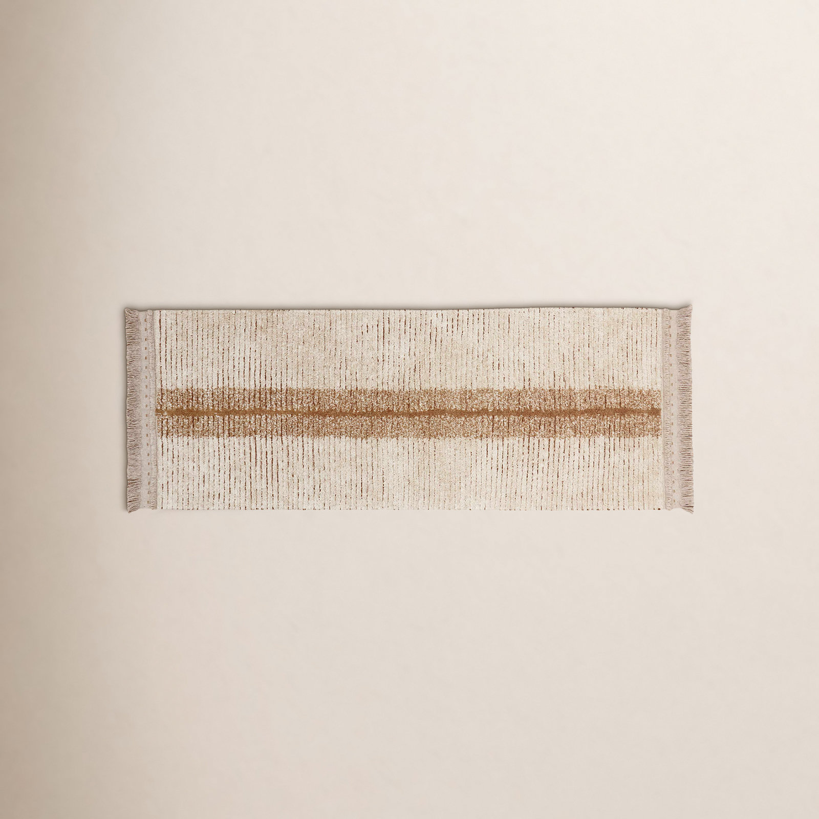 Reversible Duetto Toffee Washable Striped Rug, Runner 2'7" x 7'6"