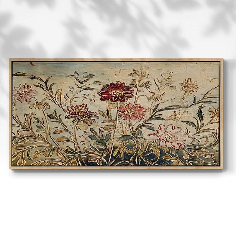 Série botanique-CEC III- Toile tendue avec châssis tendue, prête à être accrochée, H 17 po x l 33 po, Naturel