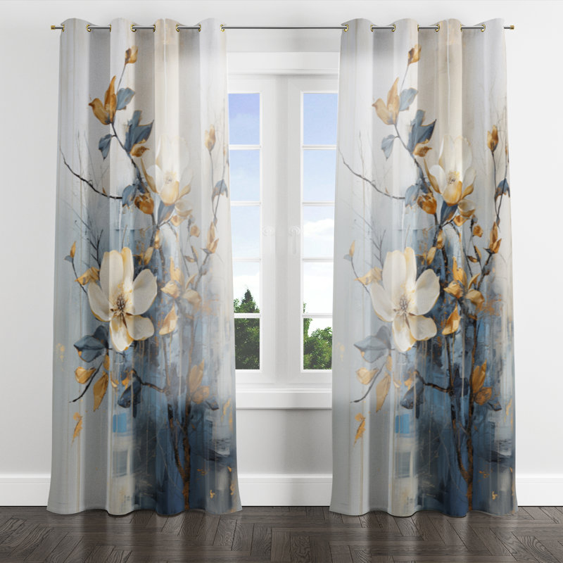 Jacarie - Traditional Grommet Curtain - Velvet Room Darkening - 1 panel, 52" W x 84" L, Golden Grommets