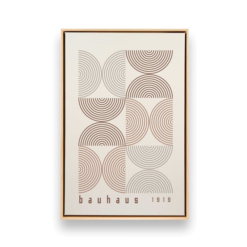 Affiche de composition Bauhaus, H 48,75 po x l 32,75 po, Beige/brun, Cadre américain en érable flottant