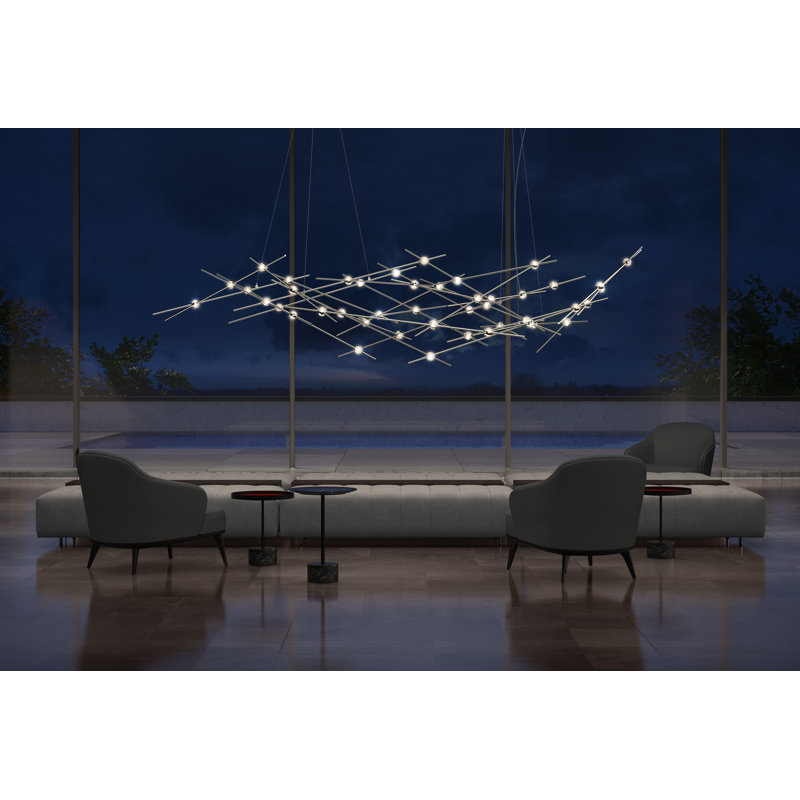 Constellation 44 - Light LED Chandelier, Clear, Satin Nickel, 2700K