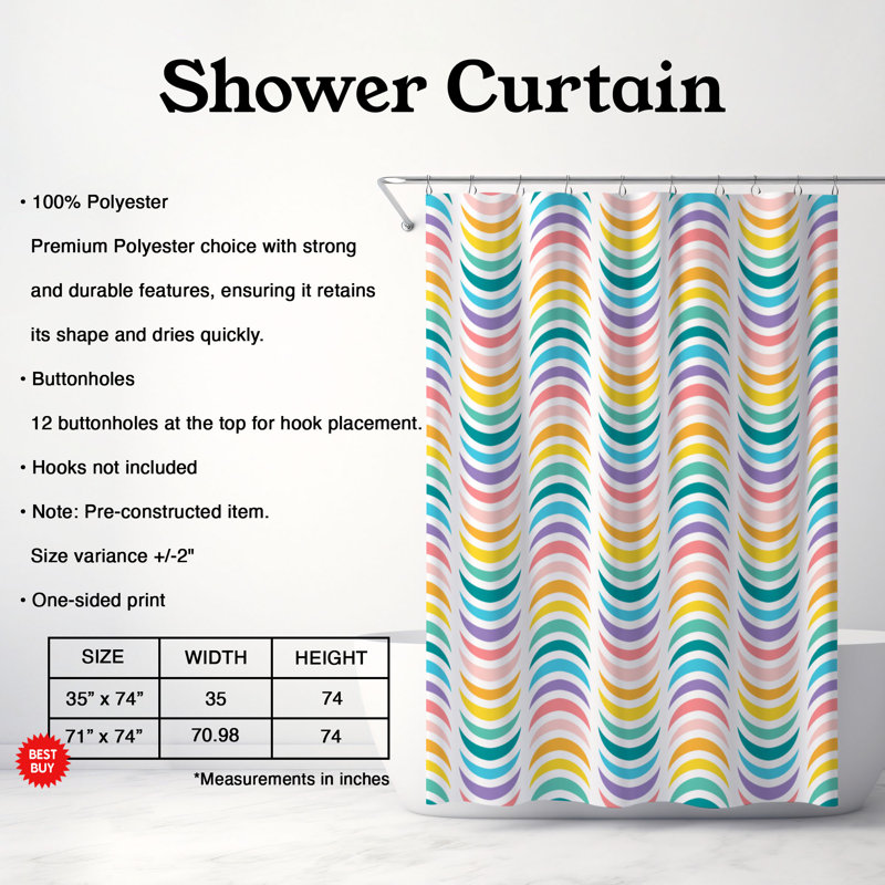 Rideau de douche Gentle Arc - Premium, H 74 po x l 71 po